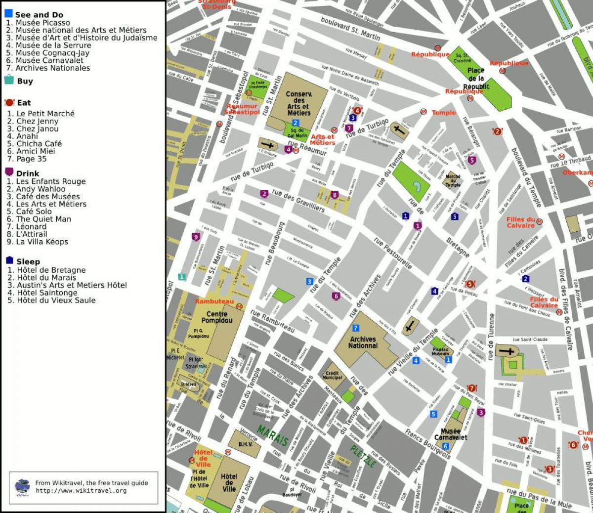 Mapa 3rd arrondissement Paríža
