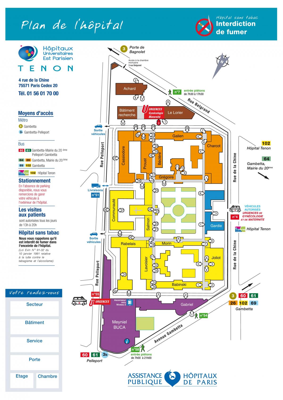 Mapa Tenon hospital