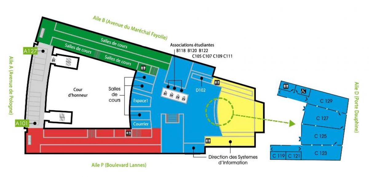 Mapa Univerzita Dauphine - poschodie 1