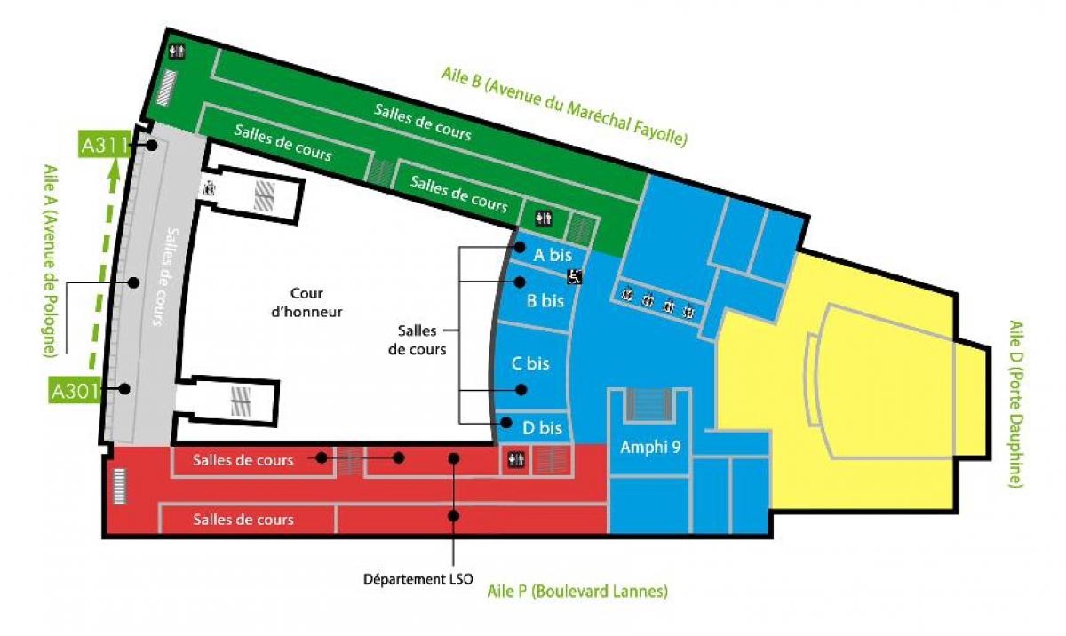Mapa Univerzita Dauphine - poschodie 3