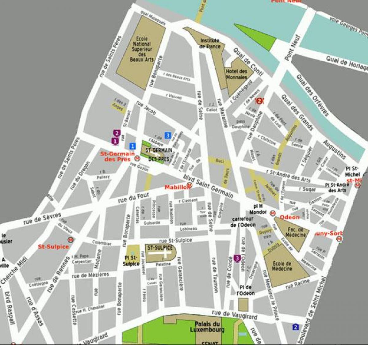 Mapa Štvrti Saint-Germain-des-Pres