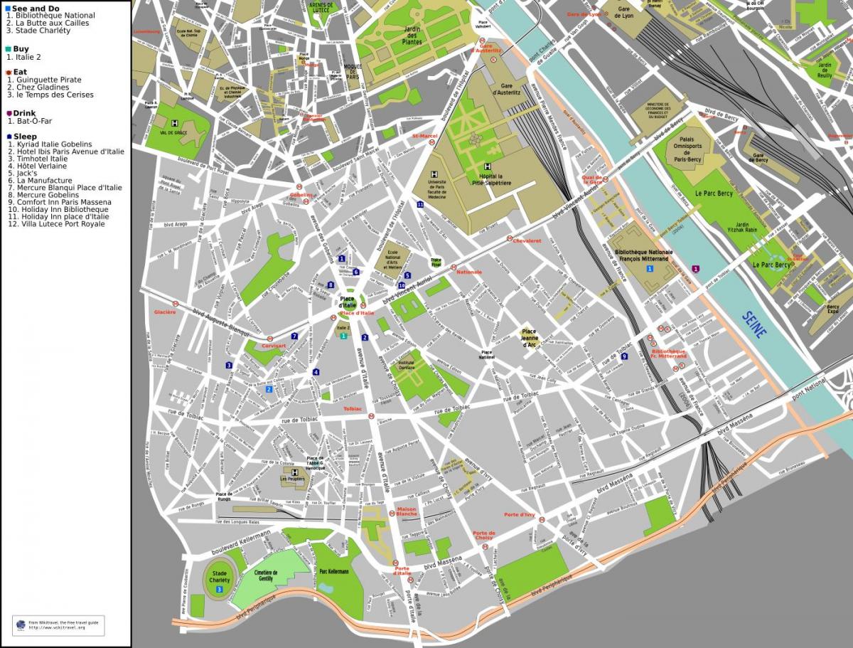Mapa 13. arrondissement Paríža
