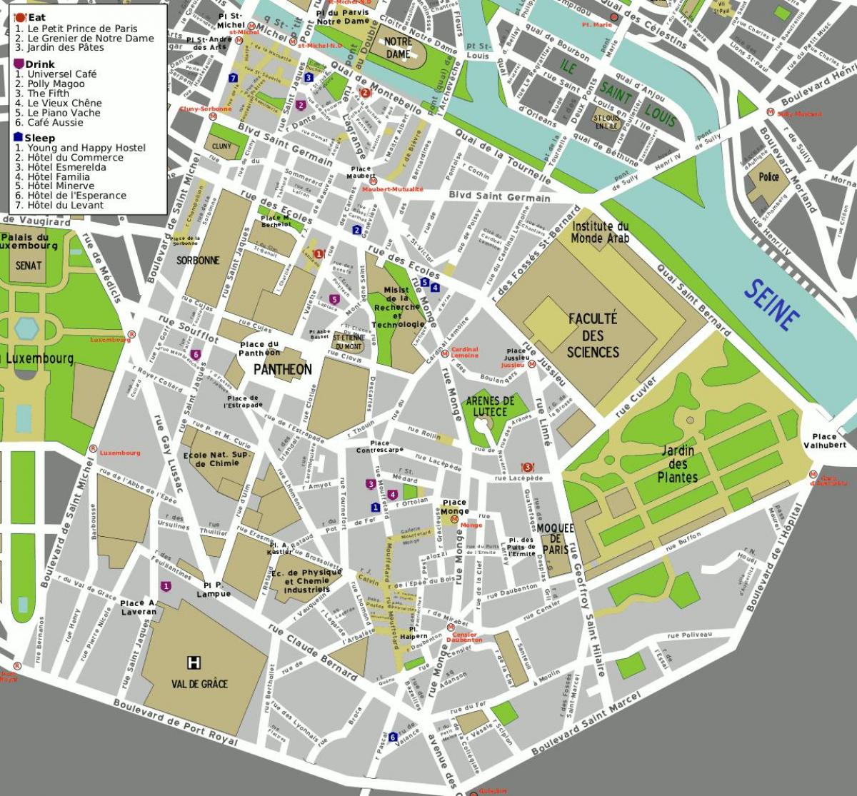 Mapa 5th arrondissement Paríža