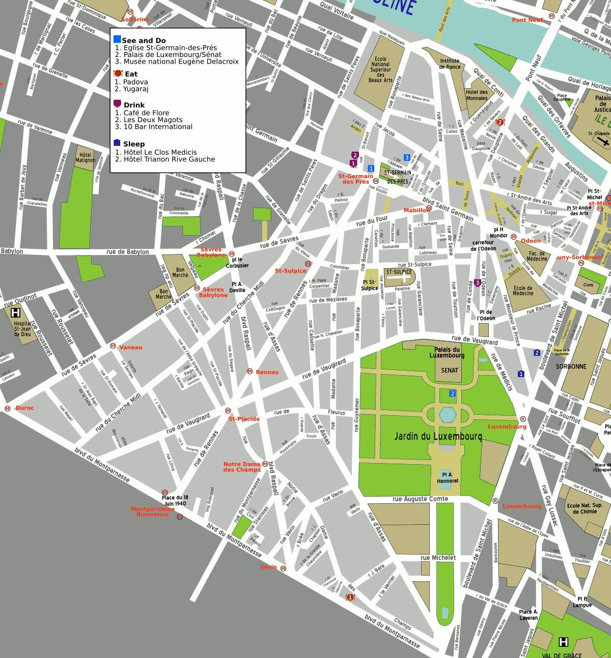 Mapa 6th arrondissement Paríža