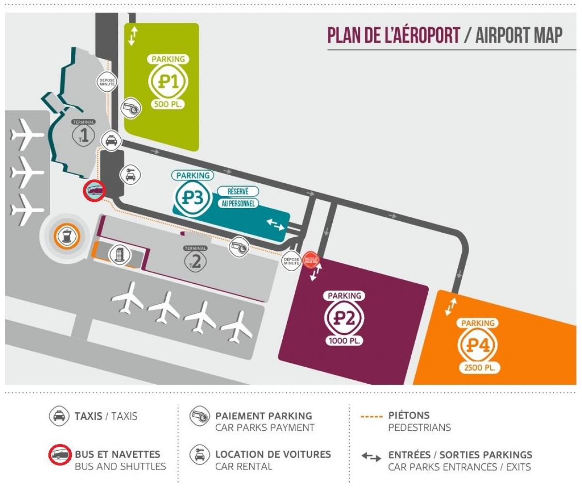 Mapa Aubusónskych parkovisku letiska