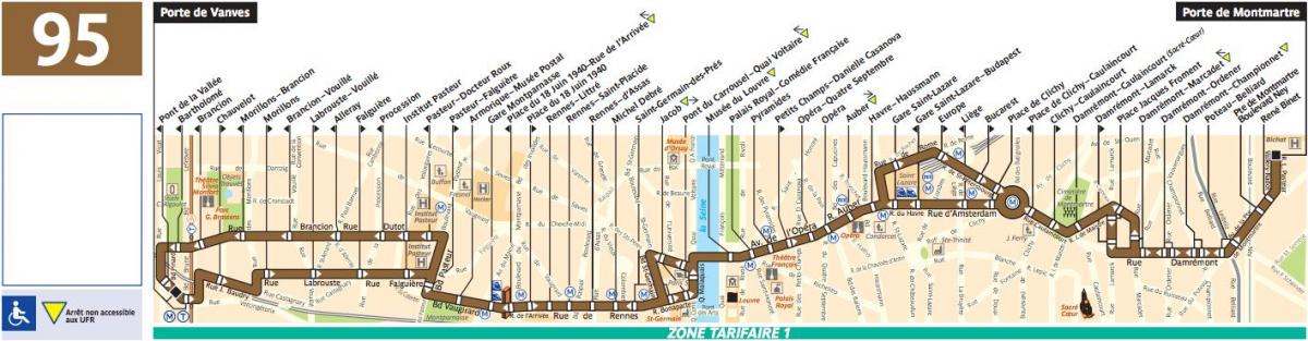Mapa autobusovej Paríž riadku 95