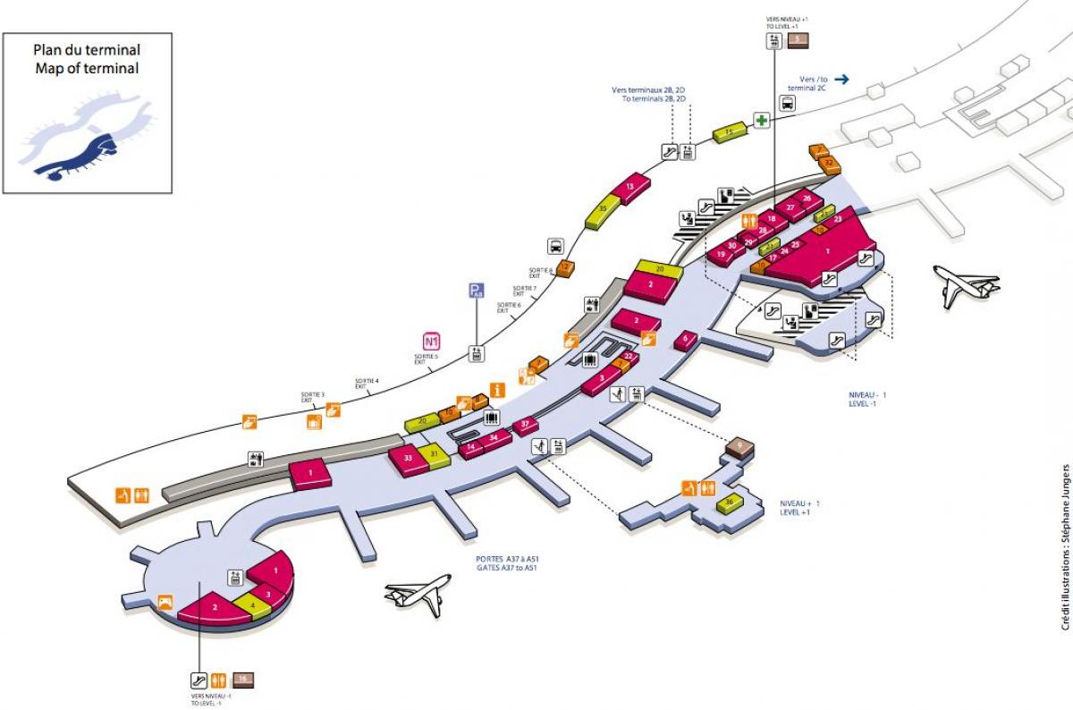 Mapa CDG airport terminal 2A