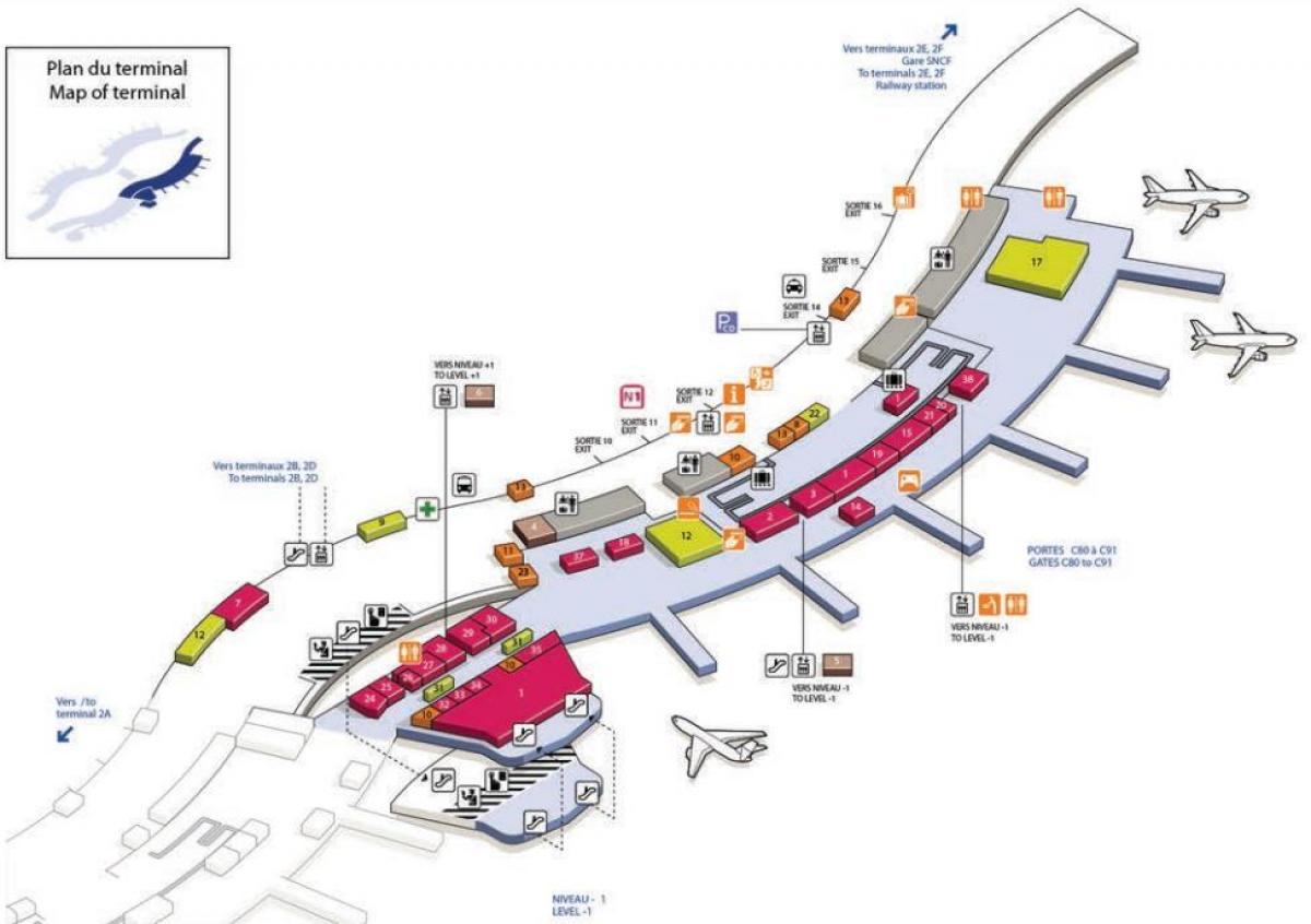 Mapa CDG airport terminal 2C