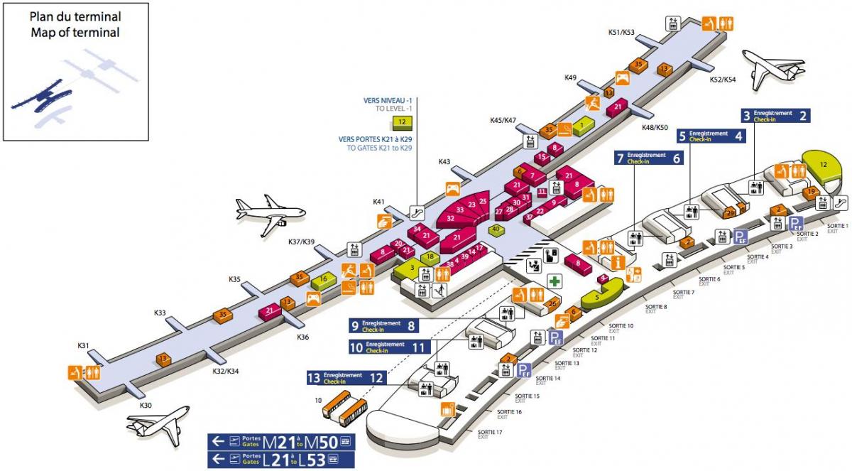 Mapa CDG airport terminal 2E