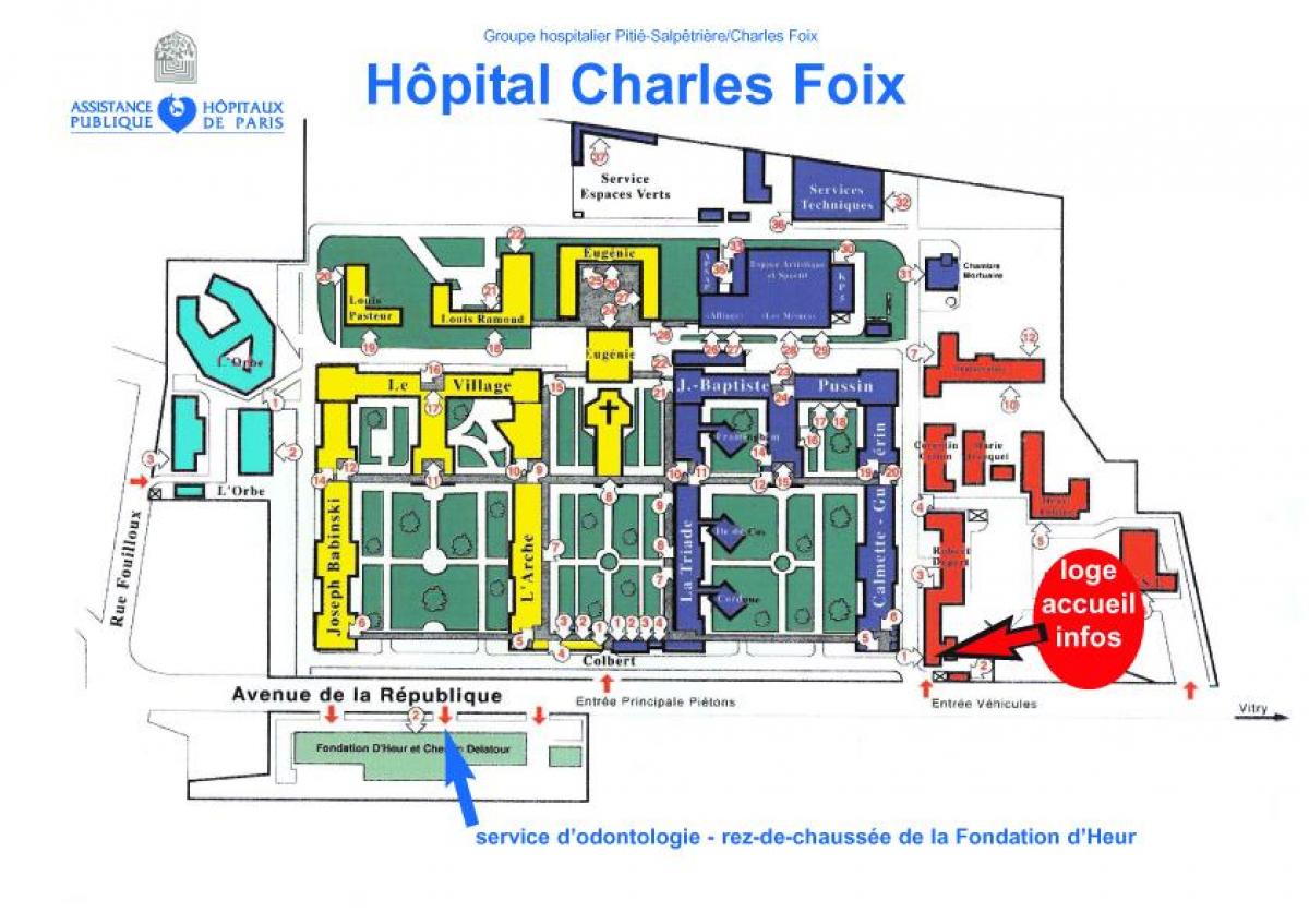 Mapa Charles-Foix nemocnici