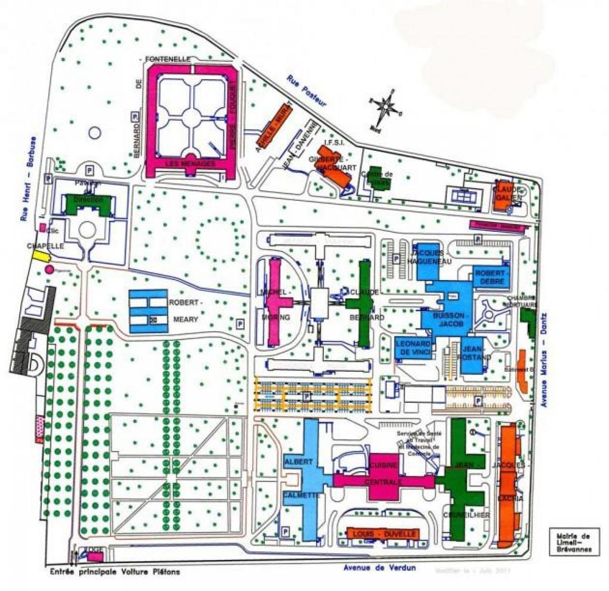 Mapa Emile-Roux nemocnici
