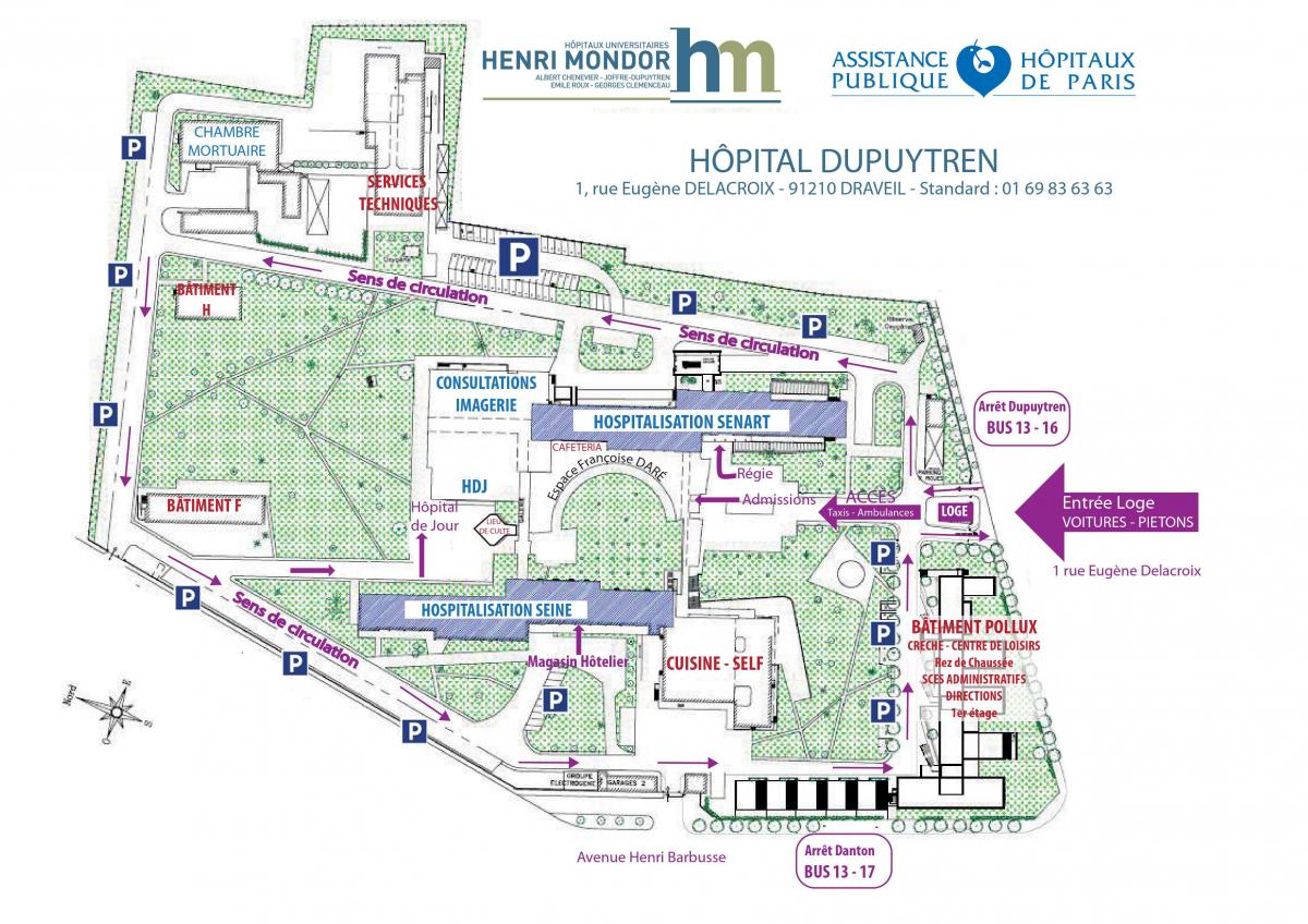 Mapa Joffre-Dupuytren nemocnici