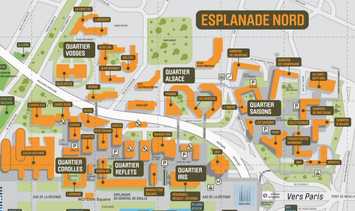 Mapu La Défense Severnej Esplanade