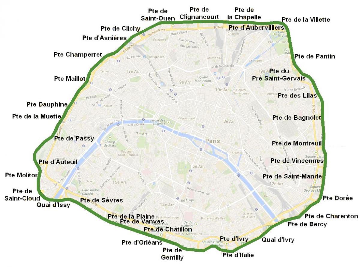 Mapa Mesta brány Paríža