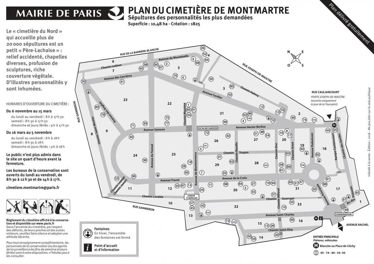 Mapa Montmartre Cintorín