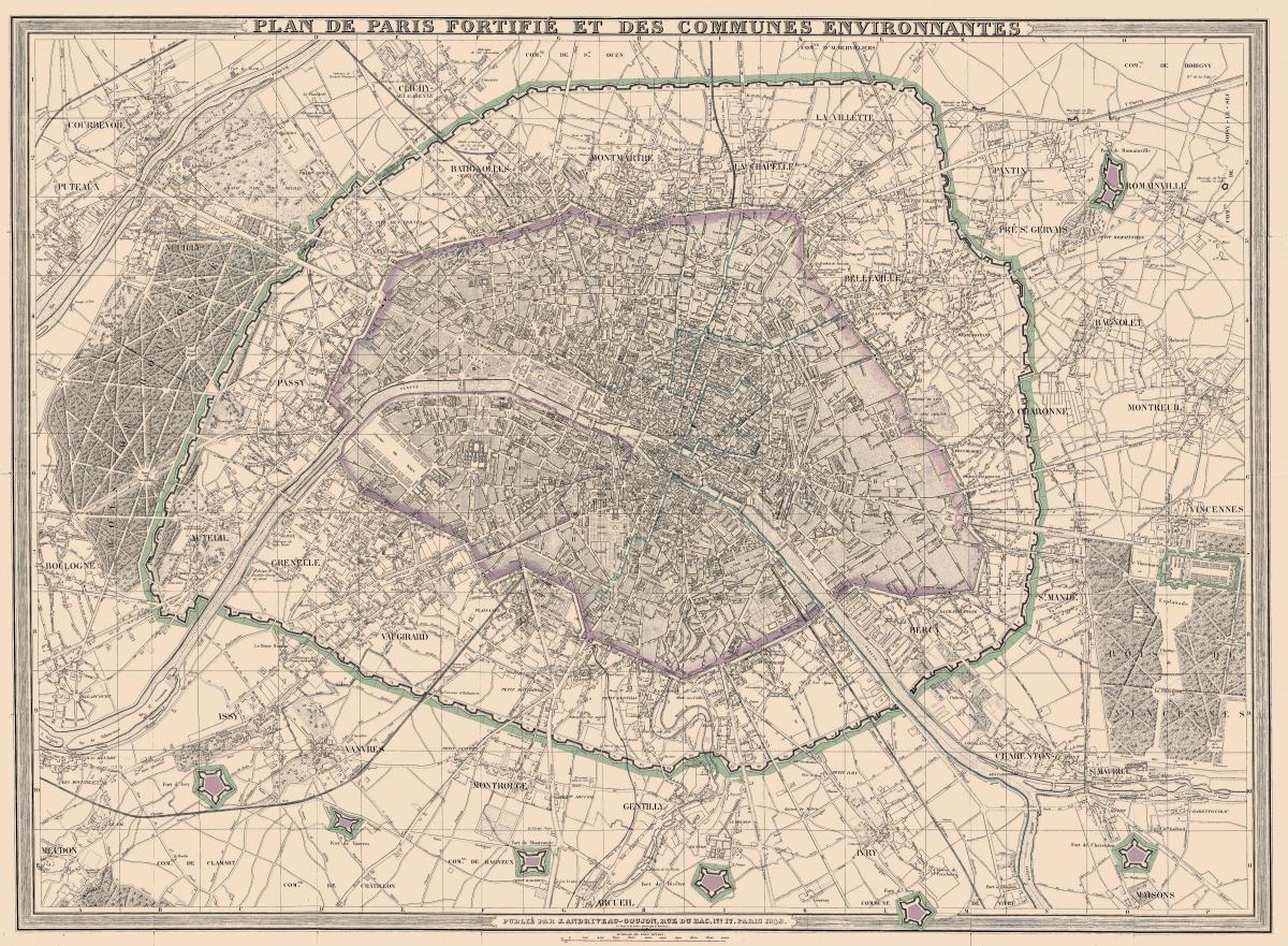 Mapu Paríža 1850