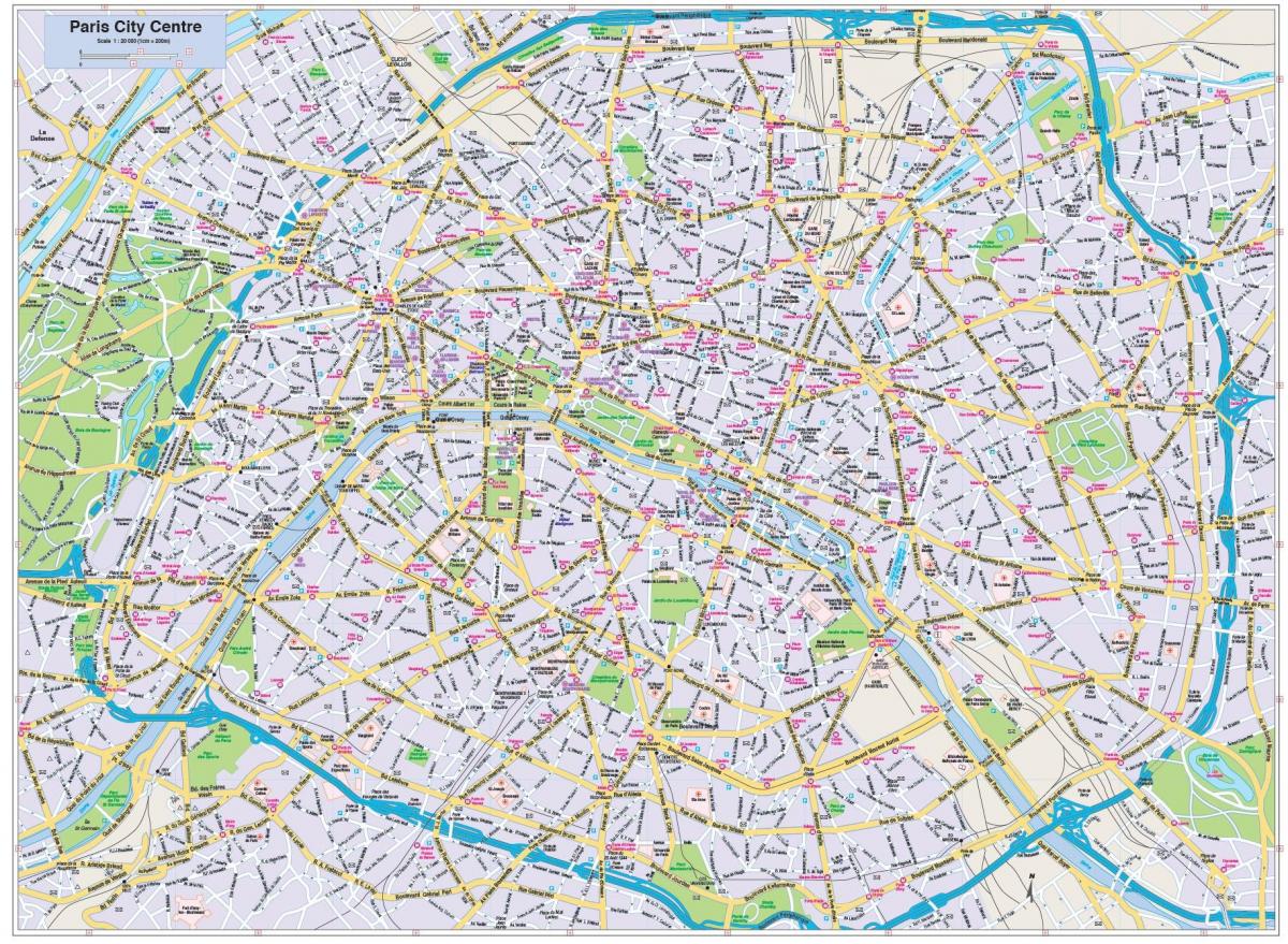 Mapu Paríža city center