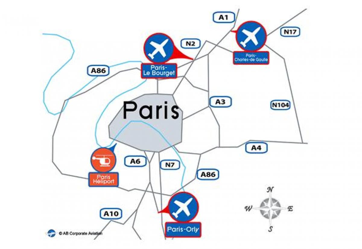 Mapu Paríža a letiska