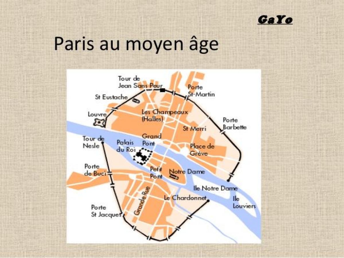 Mapu Paríža v Stredoveku