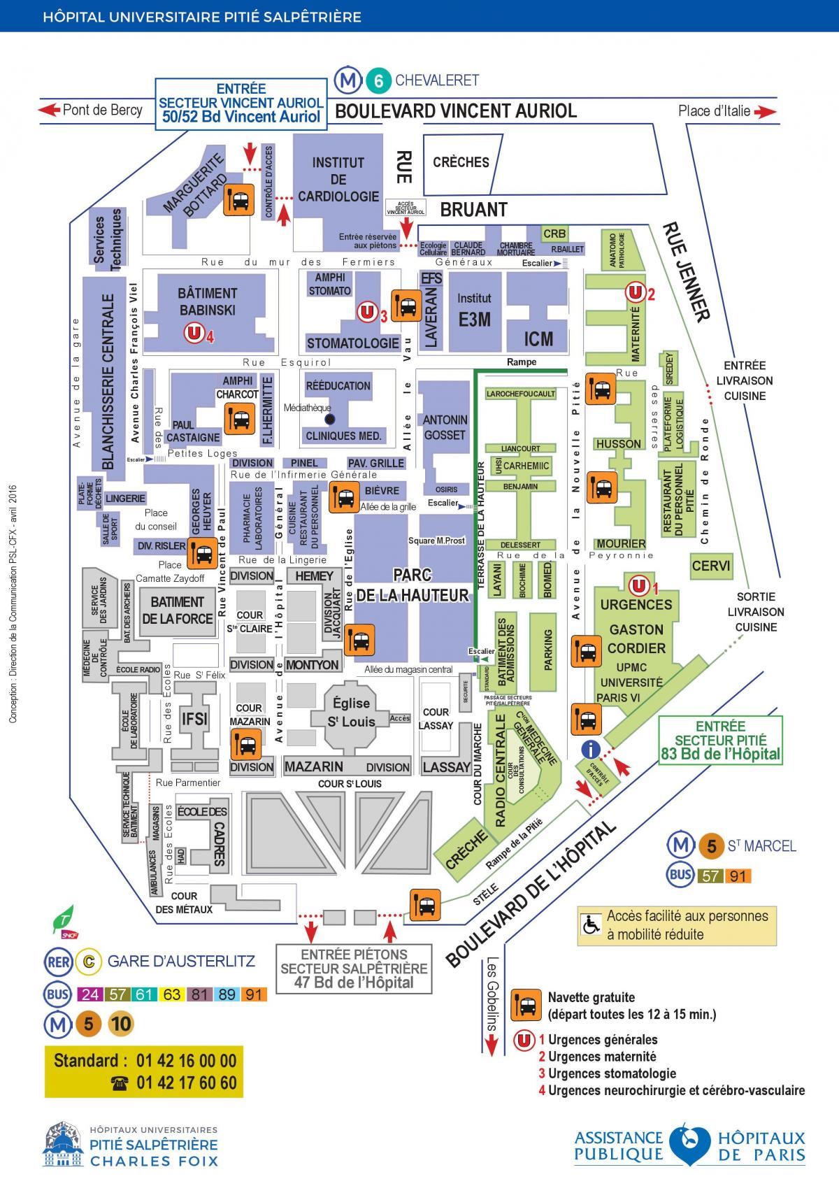 Mapa Pitie Salpetriere nemocnici