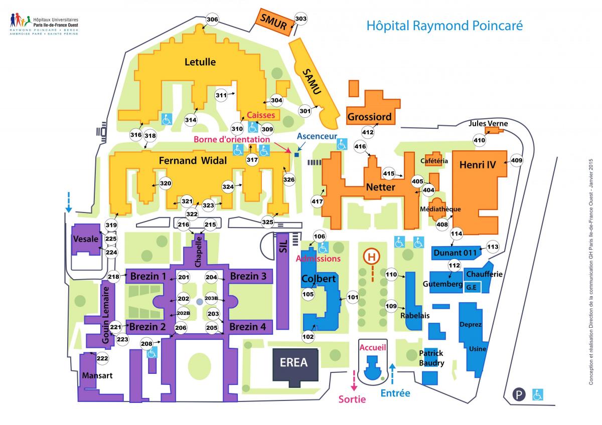 Mapa Raymond-Poincaré nemocnici