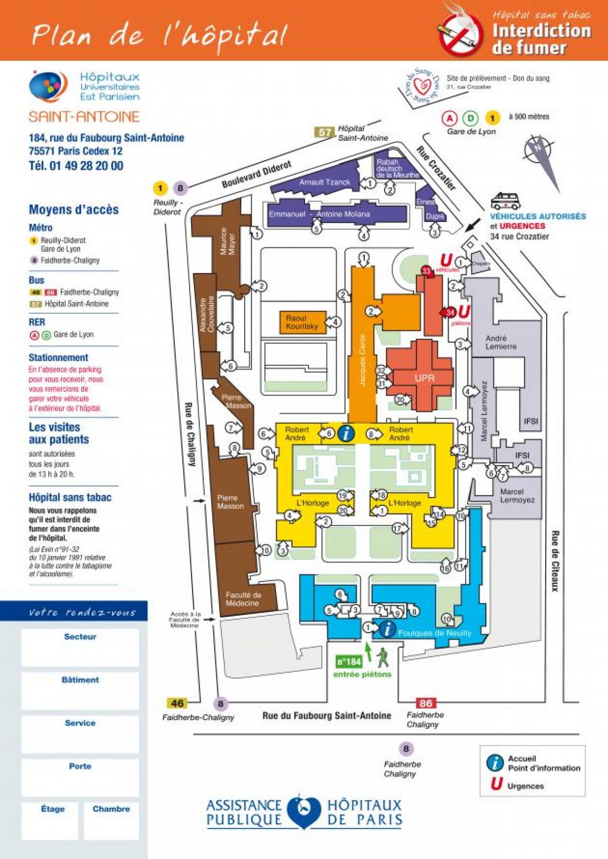 Mapu Saint-Antoine nemocnici