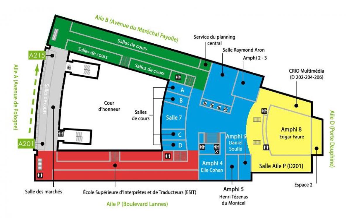 Mapa Univerzita Dauphine - poschodie 2