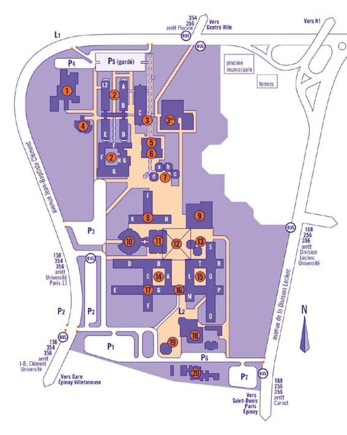 Mapa Univerzite Paríž 13.