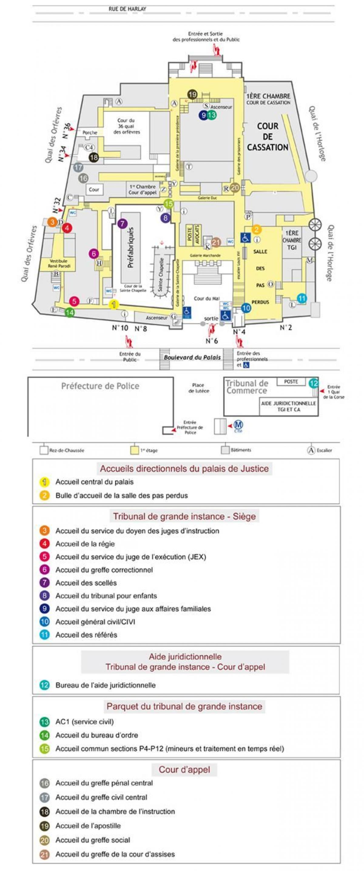 Mapa Palais de Justice Paríž