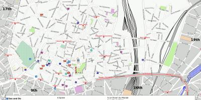 Mapa 18. arrondissement Paríža