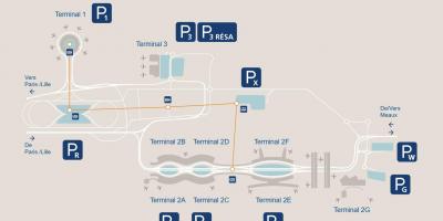 Mapa CDG airport parkovanie