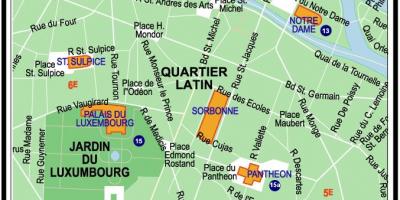 Mapa latinskej štvrti v Paríži