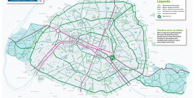 Mapu Paríža bicykli